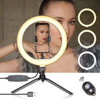 10 inch selfie ring light with tripod stand cell phone holder for live stream makeup mini led camera for youtube