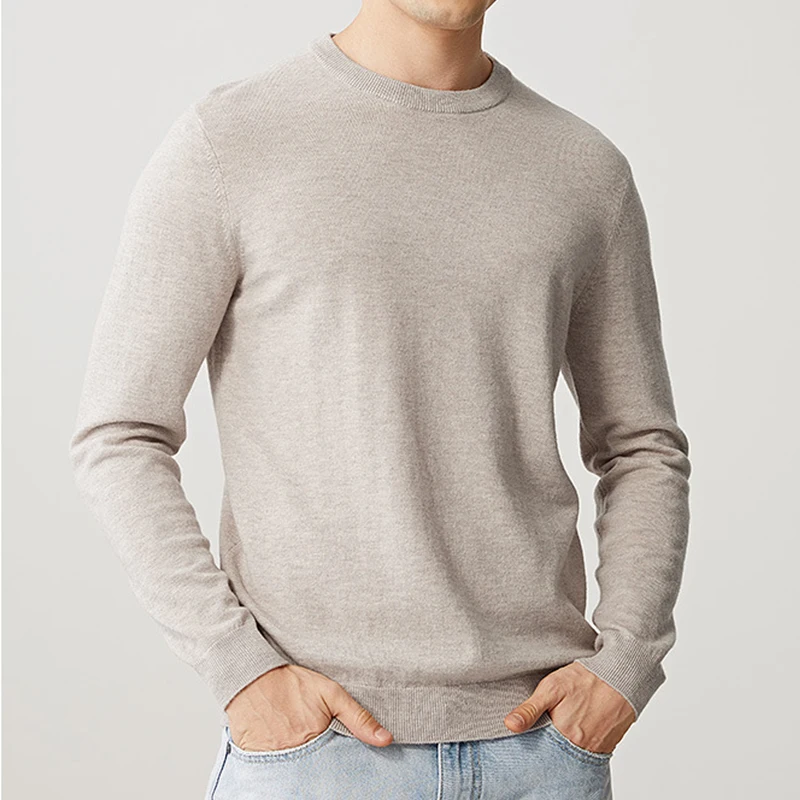 Мужской шерстяной пуловер из 100% мериносовой шерсти зимние теплые джемперы