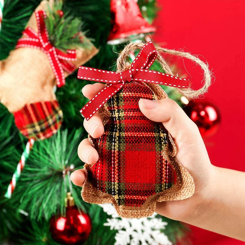 

16 Pieces Christmas Tree Stocking Hanging Decoration,Burlap Christmas Ornaments for Xmas Hanging Ornaments(8 Style)