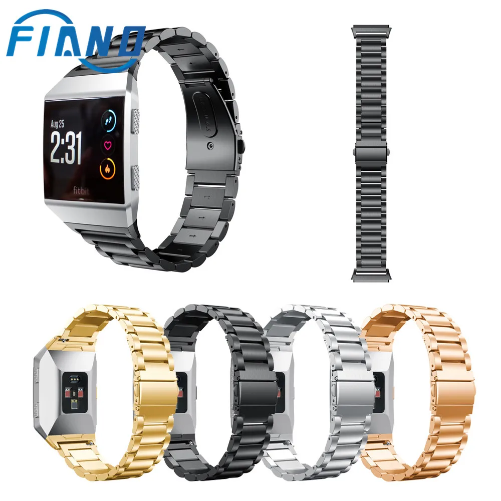 Браслет из нержавеющей стали с тремя бусинами для часов Fitbit ремешок аксессуары