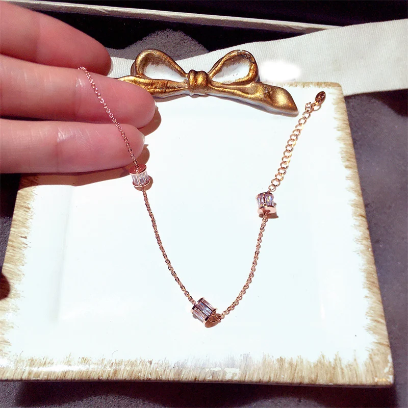 

New Link Chain Bracelets Fashion Rose Gold Color And Silver Color Rhinestone Bracelets For Women