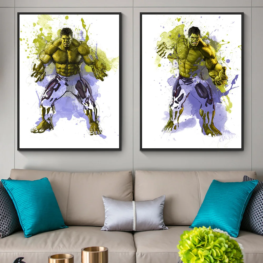 

Marvel Superhero Hulk Watercolor Canvas Paintings on the Wall Art Posters and Prints The Avengers Pictures Home Decoration