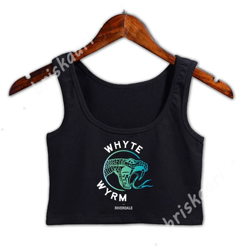 Кроп топ Riverdale с рисунком для фитнеса весенние топы круглым вырезом девочек