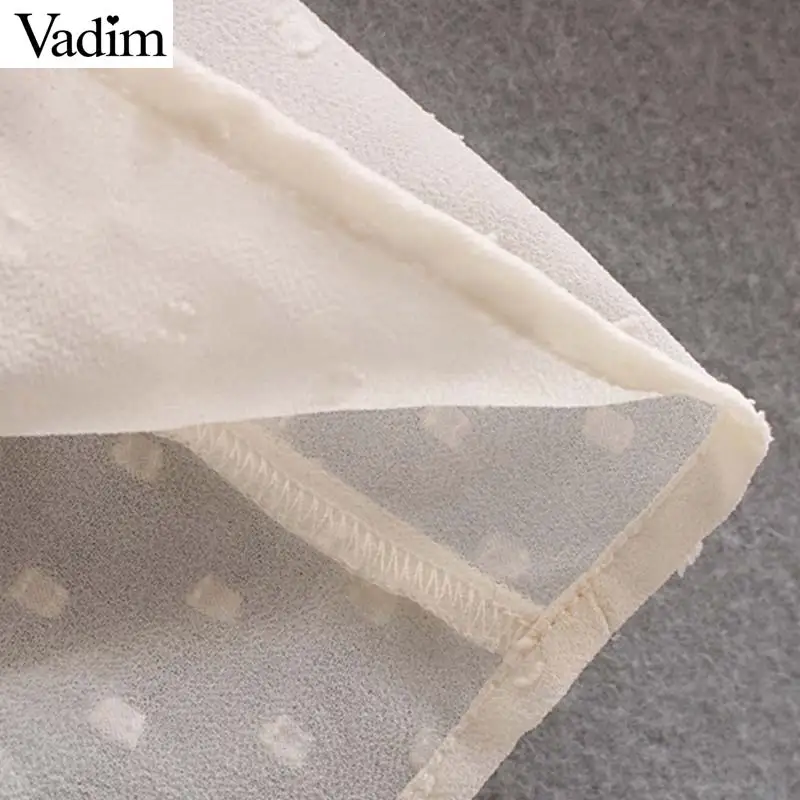 Vadim women casual embroidery beige blouse ruffles pleated long sleeve oversized style female stylish tops blusas mujer LB441