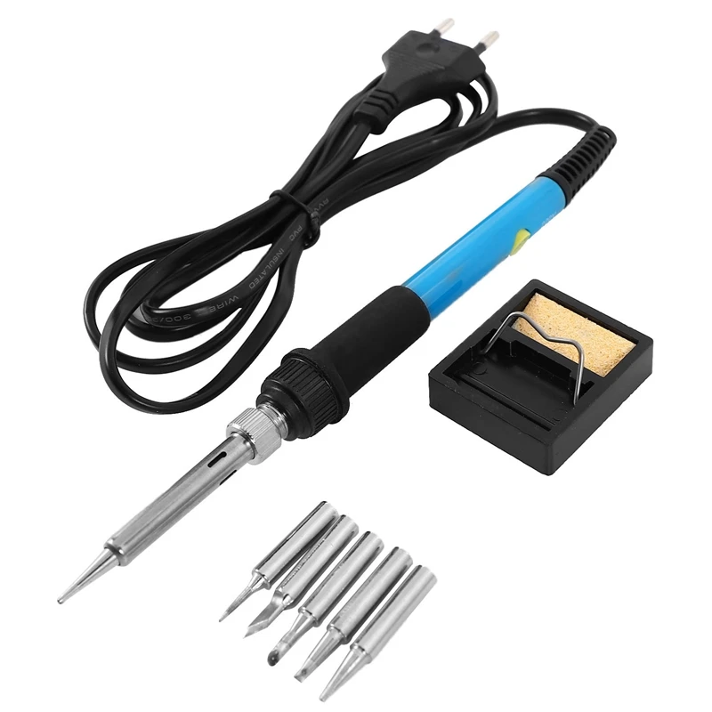 

1 Roll 1.2% Flux 1mm Diameter Tin Lead Soldering Rosin & 1 Pcs 60W 220V Soldering Iron Kit with 5 Tips Switch Eu Plug