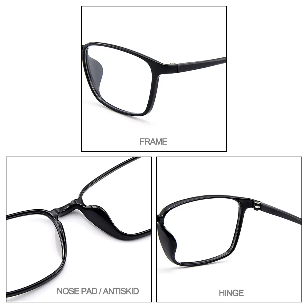 

CICCOLINI DESIGN Plastic TR90 Ultralight Women Glasses Frame Men Square Myopia Spectacles Frames Adjustable Legs MD3008