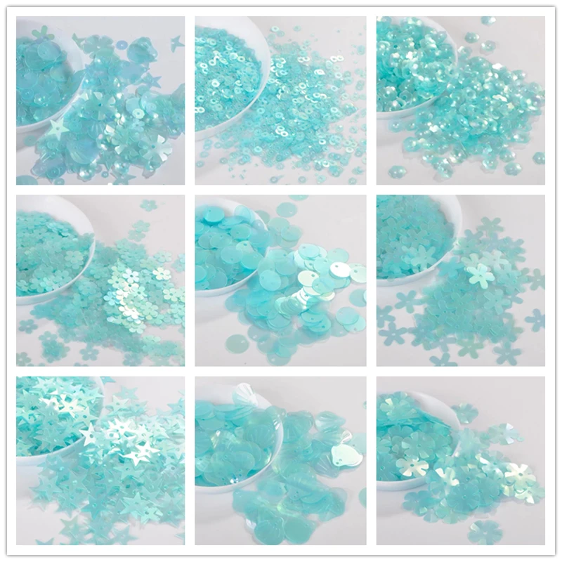 

10g Matte turquoise Sequin Flower Plum Star Shell Shape Sequins Paillettes Wedding Confetti DIY Handcraft Sewing Accessories
