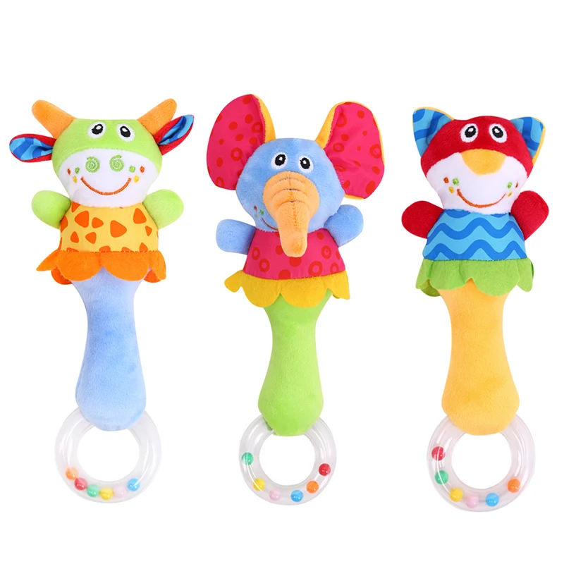 

Soft Animal BeBe Toys Baby Rattle Toys Animal Hand Bells Plush Toy Baby Educational Music Rattle for Kid Bed and Stroller