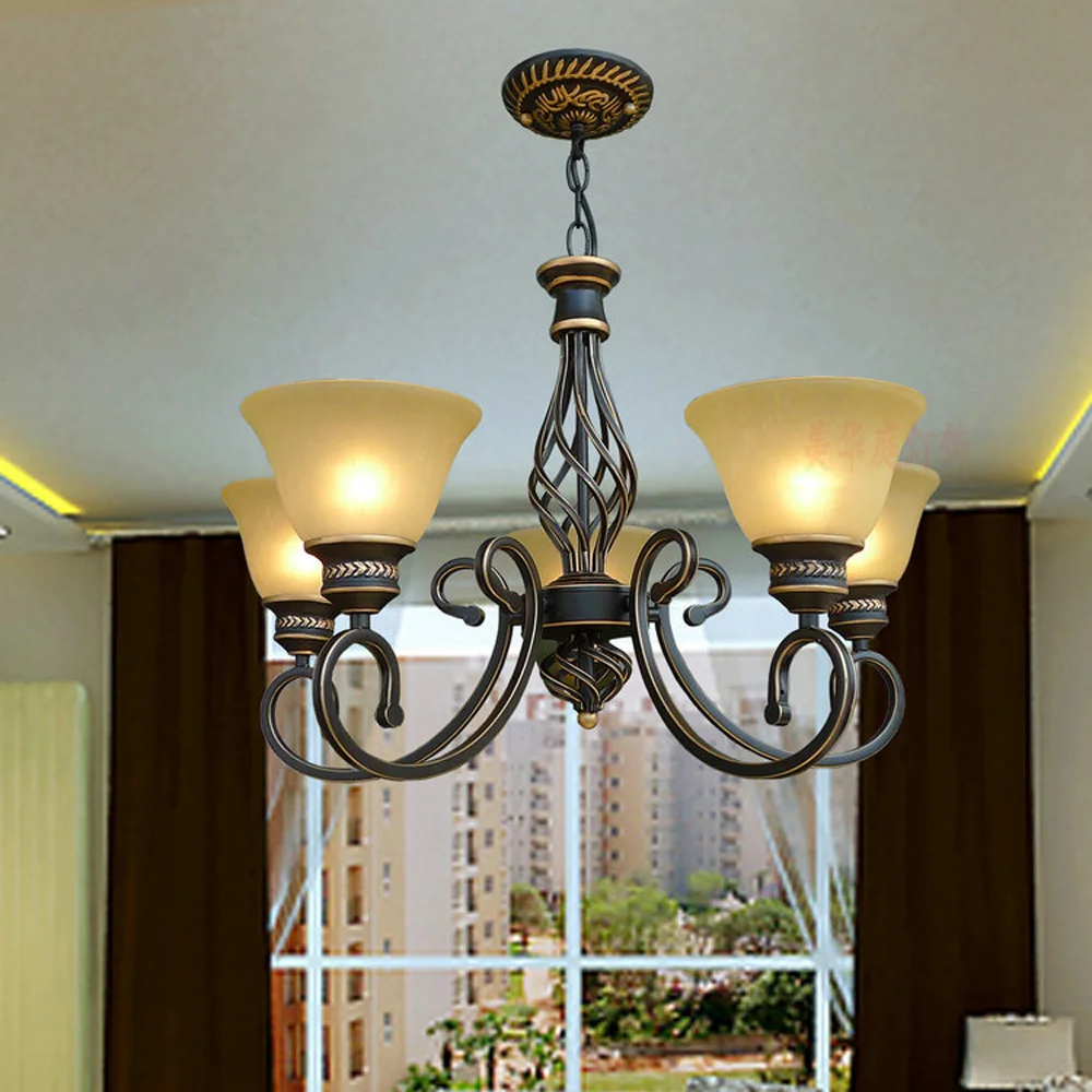 Nordic Retro Chandelier E27 Bulb 110V-220V Suspension Home Lighting Living Loft Style Led Antique Iron Luxury Chandeliers