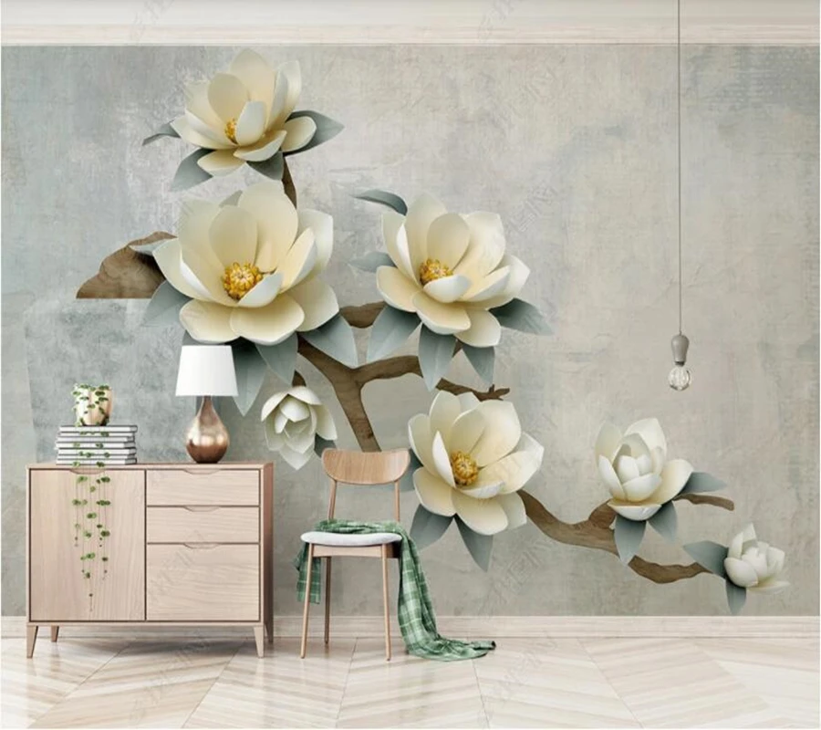 

Papel de parede Creative bonsai flower embossed flowers 3d wallpaper mural,living room tv wall bedroom wall papers home decor