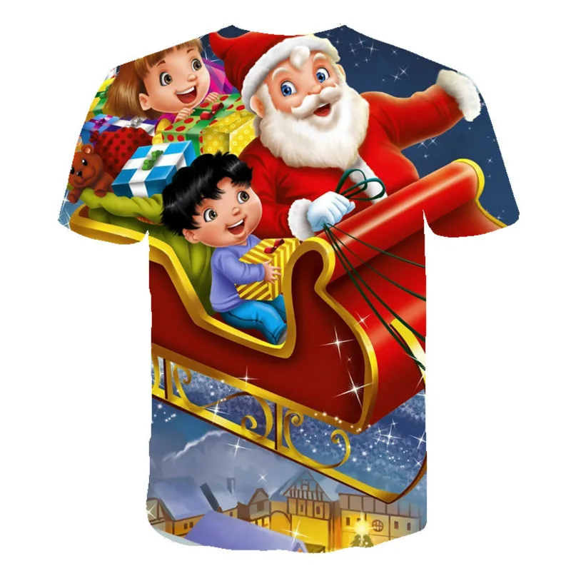 

2021 summer new Christmas Harajuku punk hip hop men print O-neck cute T-shirt snowflake anime costume red party costume men