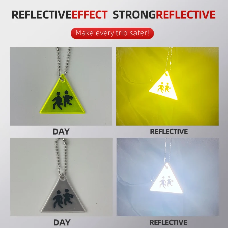 MEILITE 500 фонарейный треугольник с отражающим светом, подвеской для ключей, шармами, аксессуарами для сумки и крючком для дорожной безопасности.