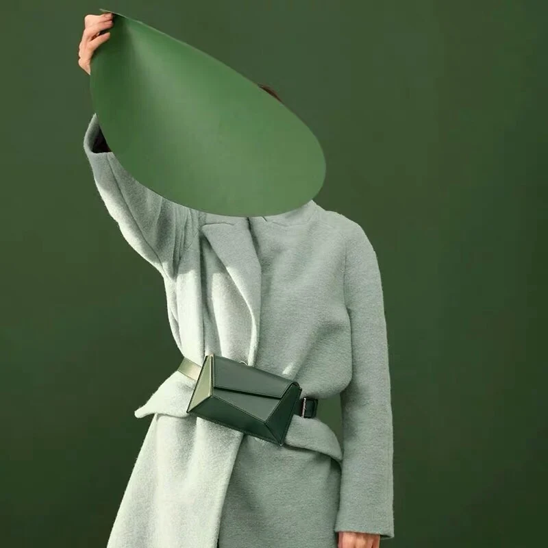 Модная сумка с геометрическим рисунком на поясе женская кожаная через плечо