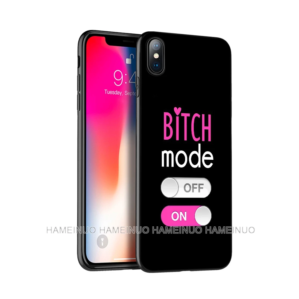 Черный ТПУ чехол для iphone 5 5S SE 6 6s 7 8 plus x 10 силиконовый XR XS 11 pro MAX Bitch mode on pink