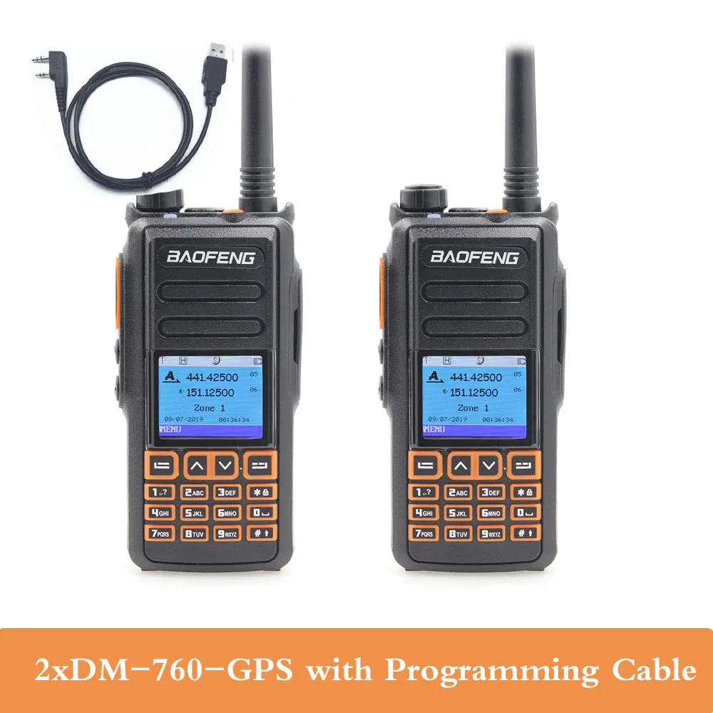 Baofeng Радио DM-760 gps двухдиапазонный Tier 1& 2 Tier II Dual Time slot DMR цифровой аналоговый рация - Цвет: 2DM-760 with USB