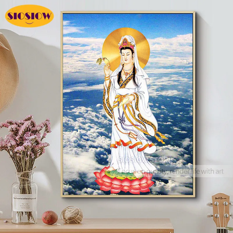 5D DIY религиозная алмазная живопись Kwan Yin Будда Бодхисаттва Full Drill 3D Алмазная