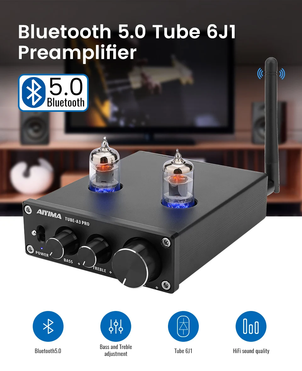 AIYIMA HIFI Bluetooth 5,0 6J1 вакуумный ламповый усилитель предусилитель усилитель с регулировкой низких частот для домашнего звукового кинотеатра
