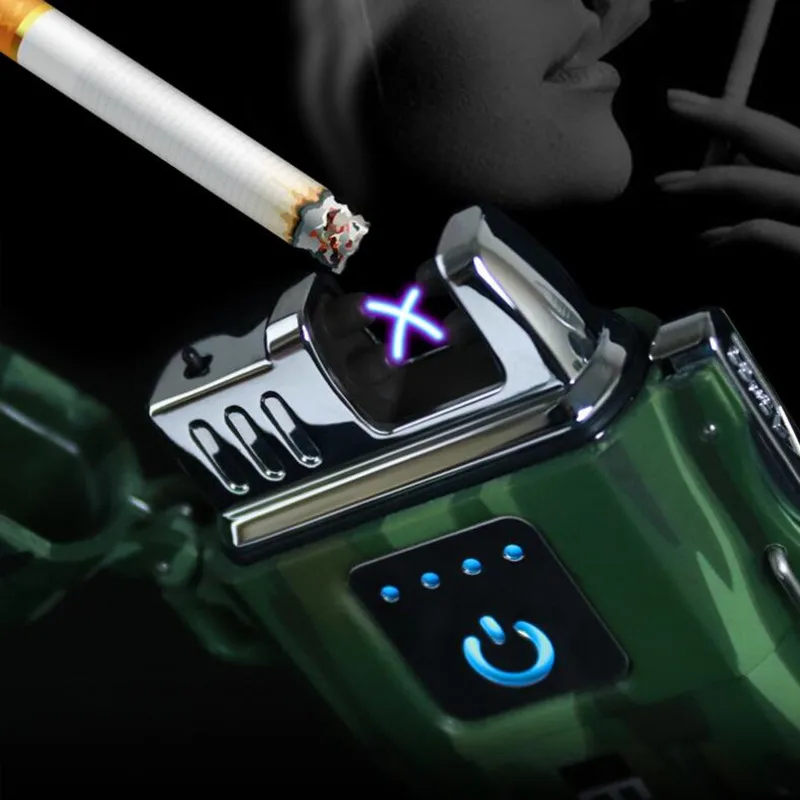USB зарядка плазменная Зажигалка Ветрозащитная Водонепроницаемая Зажигалка для активный отдых, Спорт двойная дуговая Зажигалка для курения
