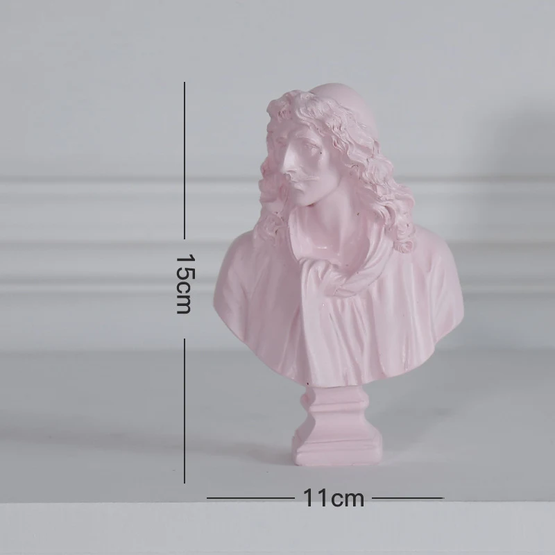 Molier Pink VILEAD 19 см 46 см Смола гипсовая голова фигурки нордическая Morandi Давид Венера эскиз скульптура персонажа Искусство Декор Орнамент для дома - Цвет: Molier Pink