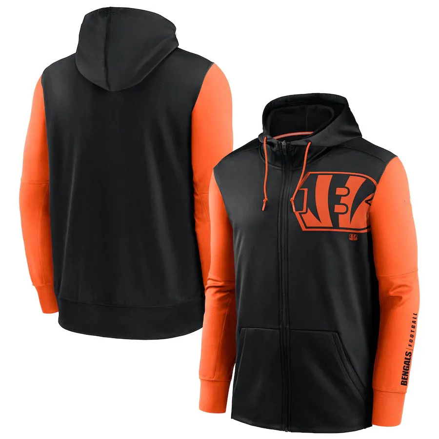

Cincinnati men Brand Sweatshirt Bengals Jackets coat Full-Zip Sideline Team Performance American Football zip up Hoodie Jacket