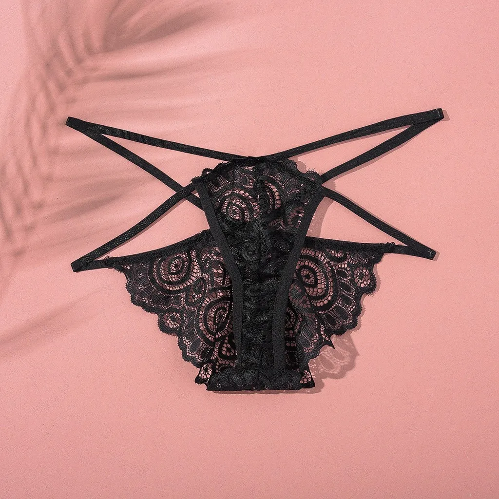 Сексуальные женские трусики с перекрестными ремешками кружевное нижнее белье