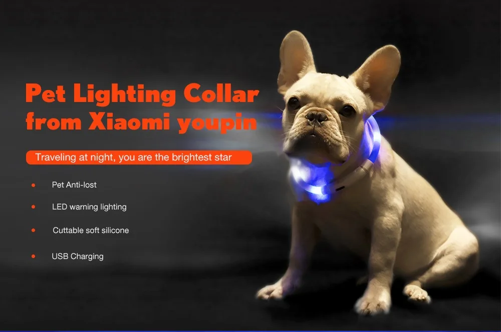 Xiaomi Pet свет воротник водонепроницаемый xl81-5001 анти-бирка на случай потери светодиодный Предупреждение освещение зарядка через usb ошейник для собаки