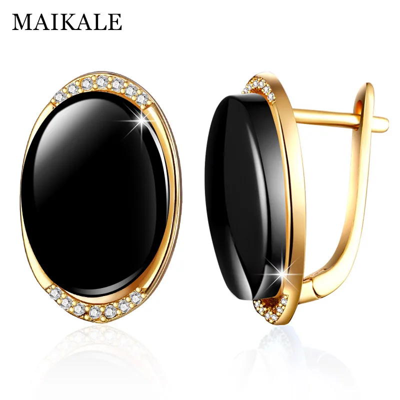 Женские Классические круглые серьги гвоздики MAIKALE позолоченные из керамики с