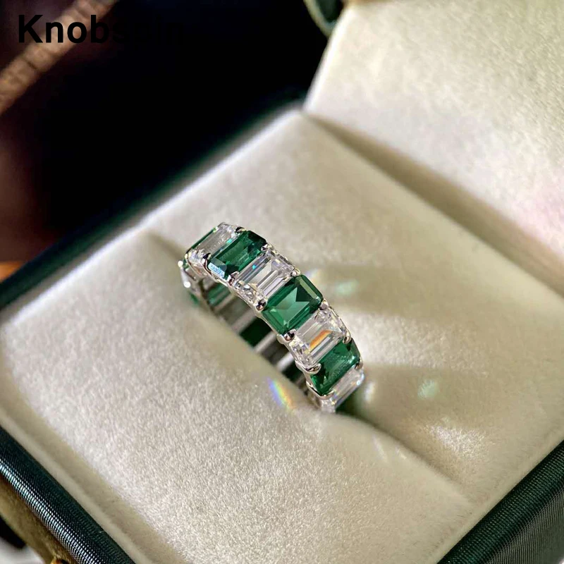 

Knobspin Oval Emerald Trapezoidal Cut Radion 100% 925 Sterling Sparkling Silver Rings For Women Engagement Party Fine Jewelry