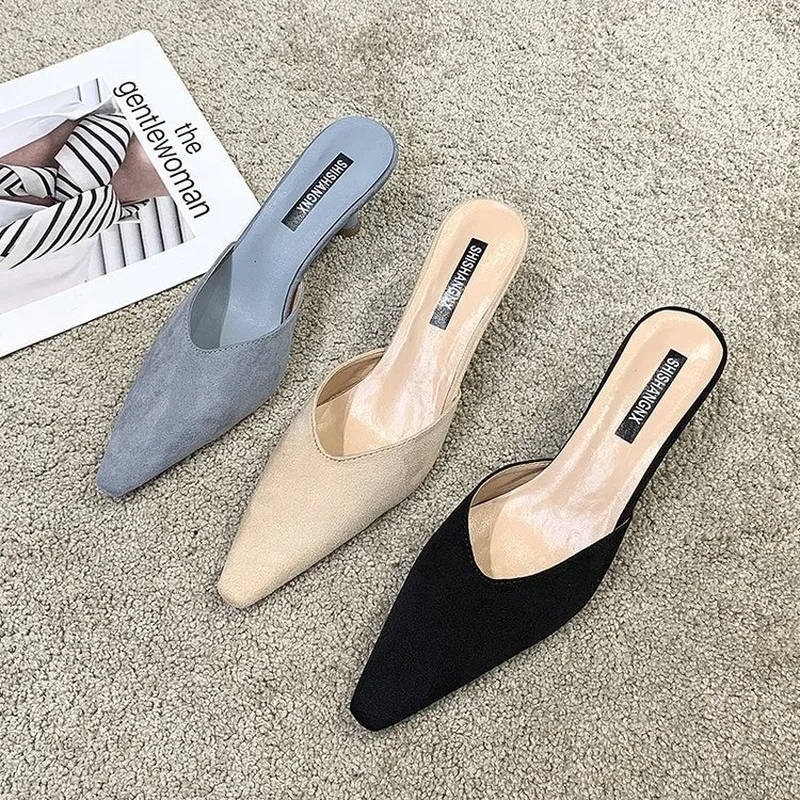 

Women's Shoes High-heeled Shoes Stiletto Sexy 2021 New Pointed Mid-heel Slippers Fashion Women's Shoes Heels for Women Heels