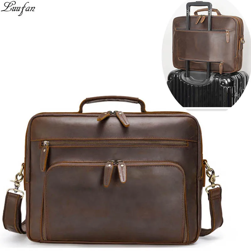 Luufan Men Business Briefcase Genuine Leather 15.6