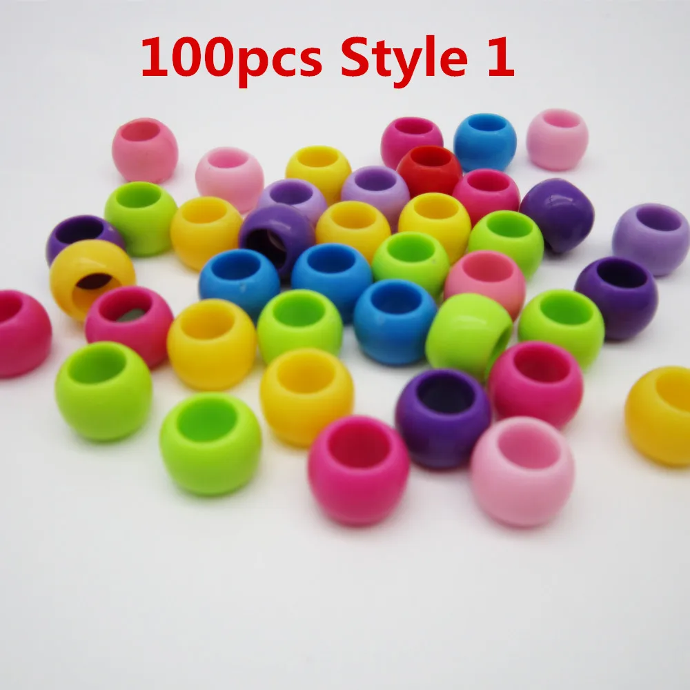 100pcs Style 1 20 шт-100 шт цветные вязанные крючком женские детские косички для девочек, косички для волос, страшные бусины, кольца для зажимов, аксессуары для волос - Цвет: 100pcs Style 1