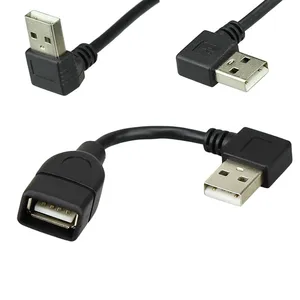 Кабель-удлинитель USB 2.0 A (штекер)USB 2.0 A (гнездо), угловой штекер (90 градусов), направленный вправо, влево, вверх, вниз, цвет черный