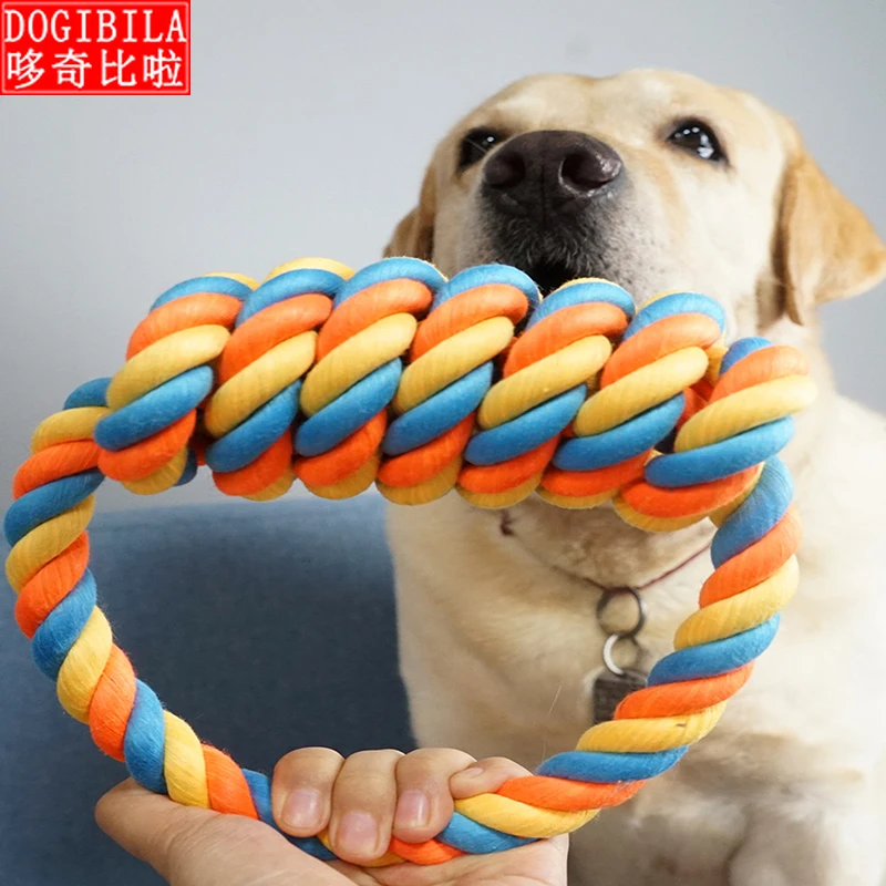 Большая собака Интерактивная укуса устойчивая хлопчатобумажная веревка игрушка