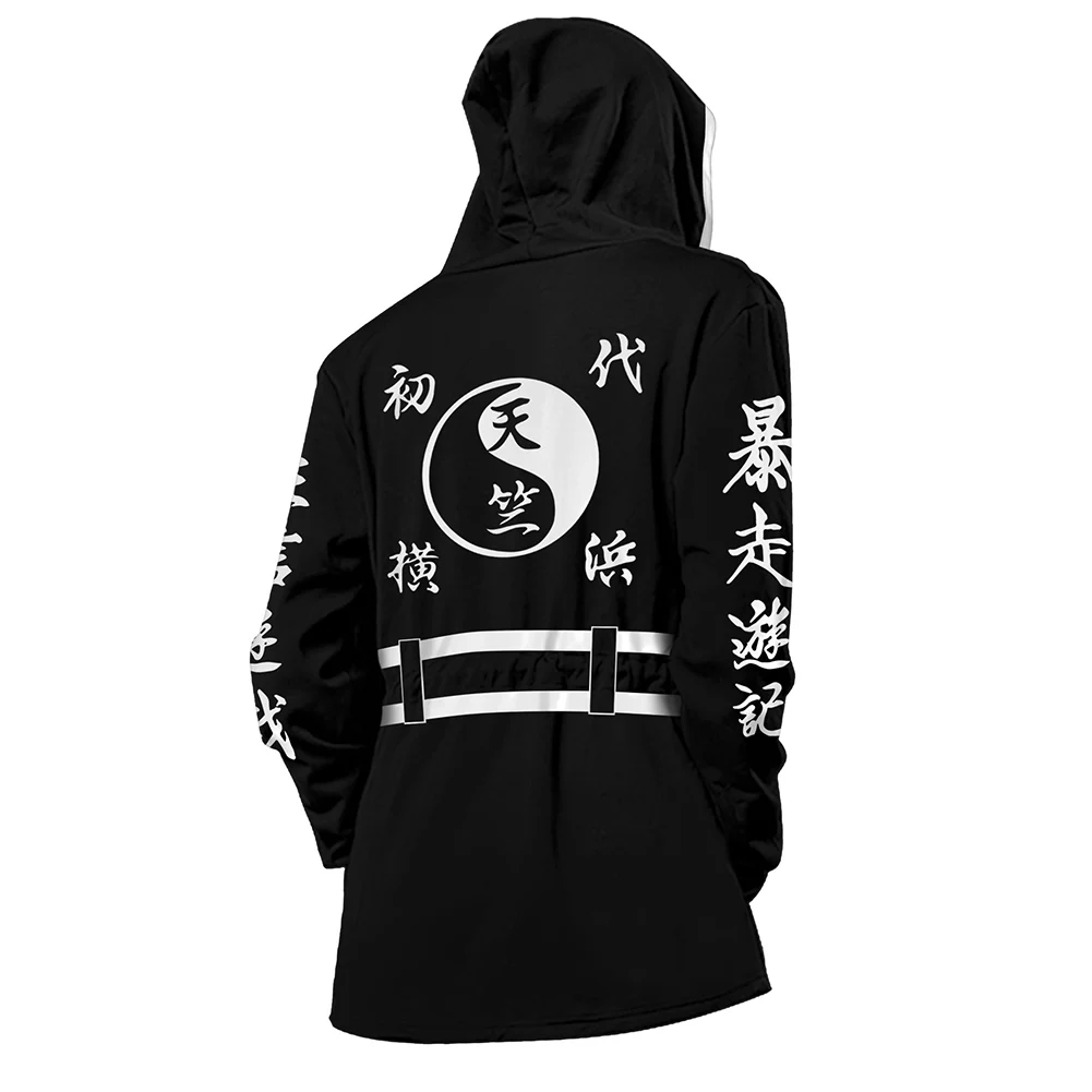 Длинная куртка с капюшоном 3D принтом | Тематическая одежда и униформа