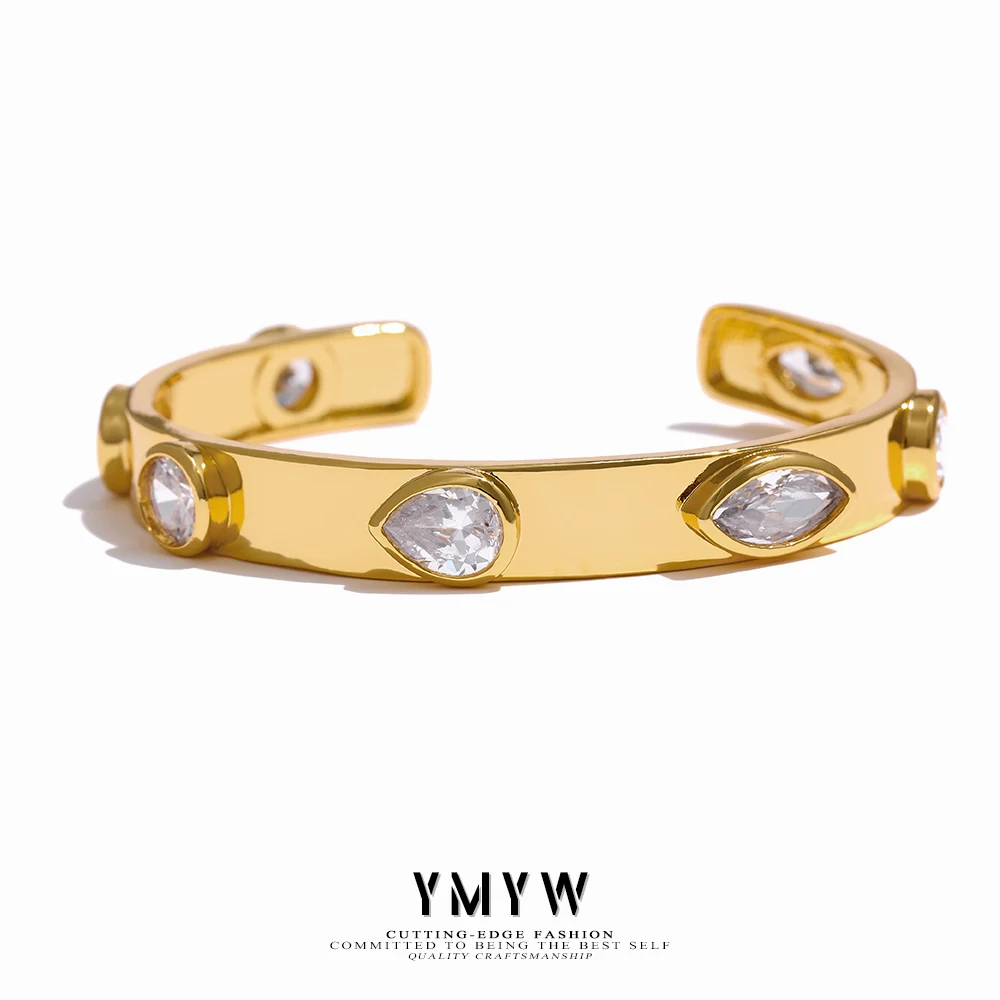 

YMYW Copper Bracelet Delicate Cubic Zirconia Jewelry Adjustable Metal 14 K Bracelets For Women Pulseras Mujer Moda 2021