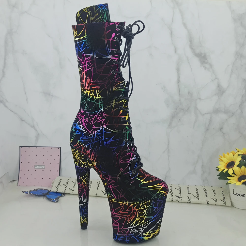 Leecabe/разноцветные танцевальные ботинки на платформе и высоком каблуке 20 см/8