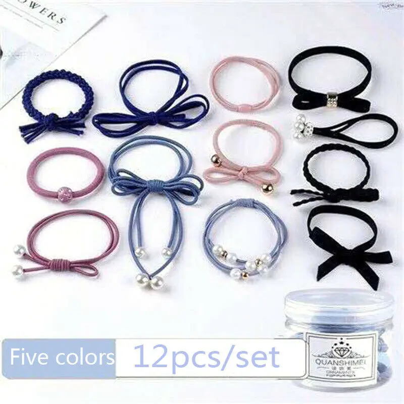 

Hair Bands Rope Women Pearl Solid Stretch Hair Ties High Elastic Ponytail Holder