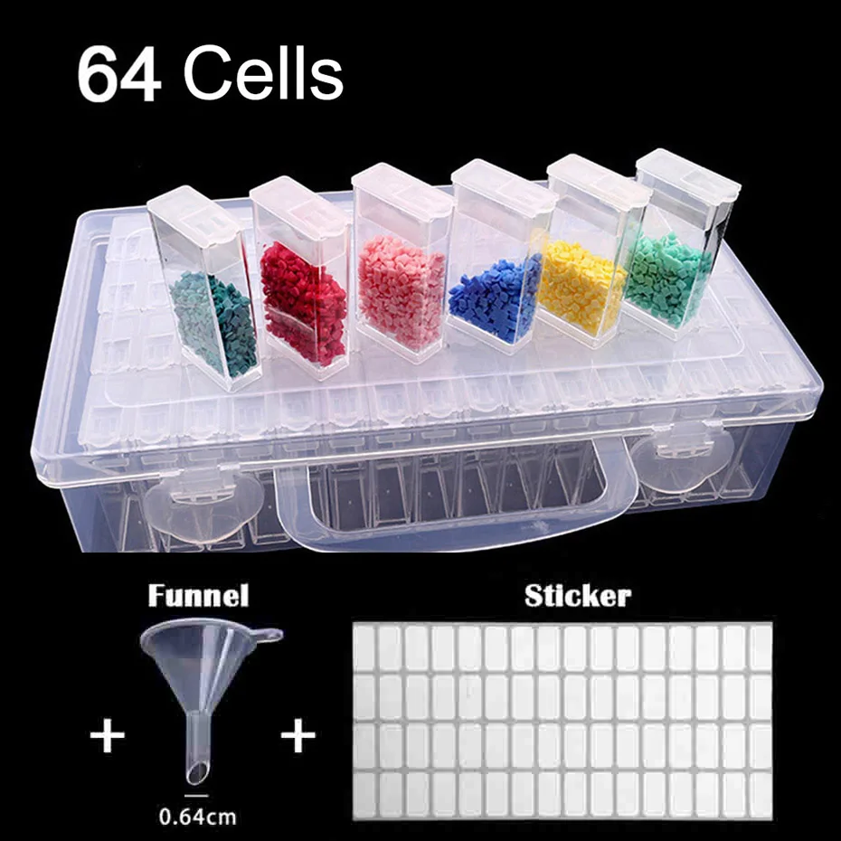 64/28 Grids 5d Diamond Painting Accessories Storage Box Drill Transparent Container | Дом и сад