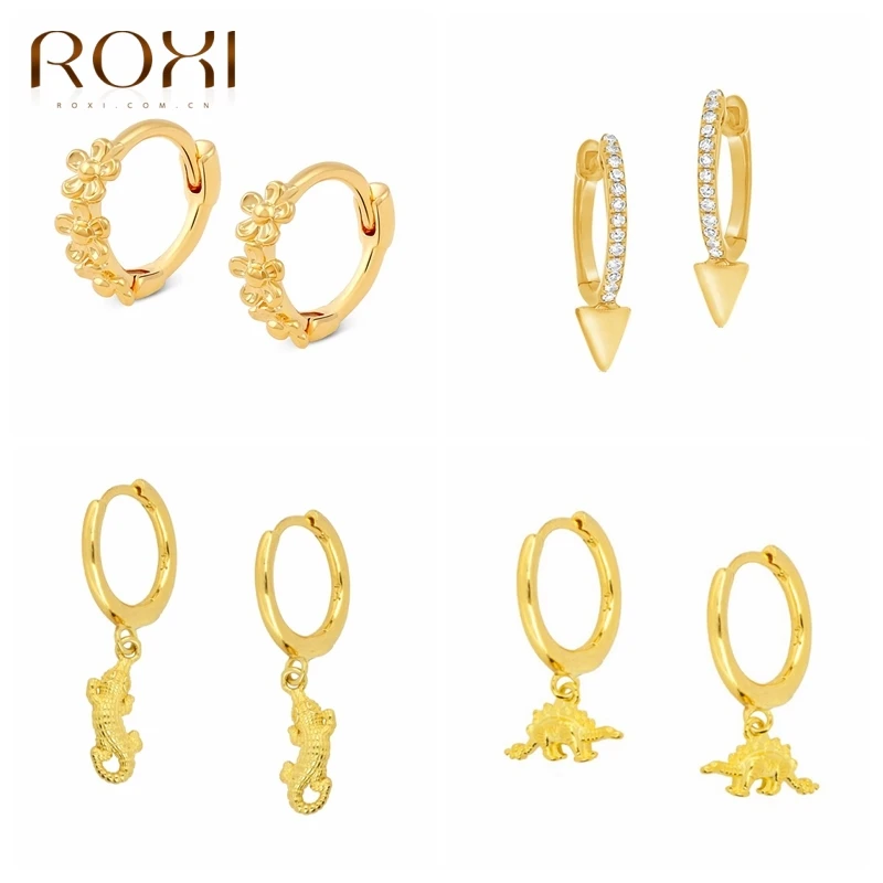 ROXI цветы серьги в виде геометрических фигур животных крокодил динозавр