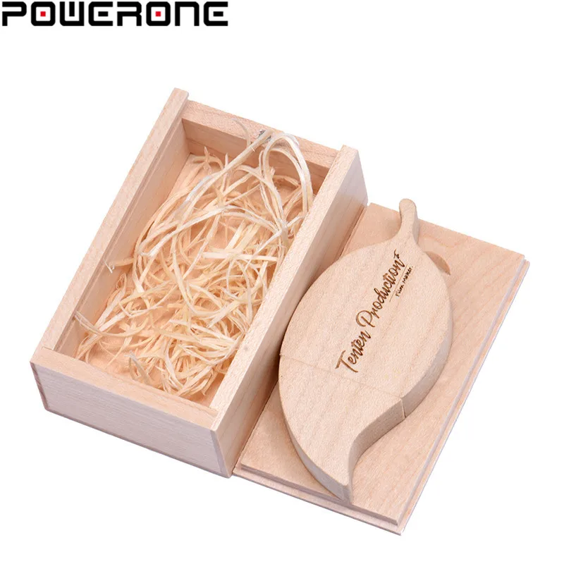 POWERONE (10 шт. бесплатный логотип) деревянный лист + упаковочная коробка usb флеш