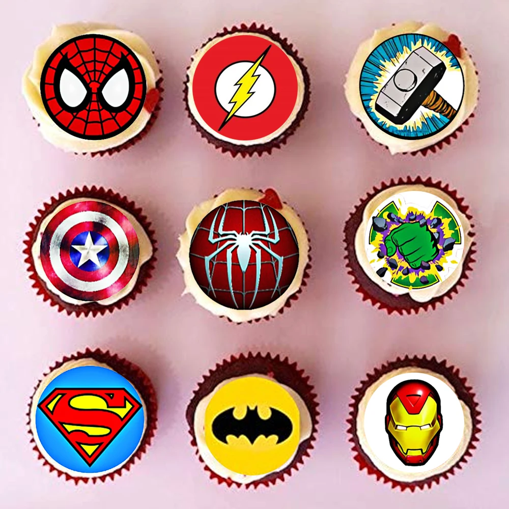 35 шт./лот Мститель кекс Топпер съедобные вафельные бумаги День Рождения вечерние