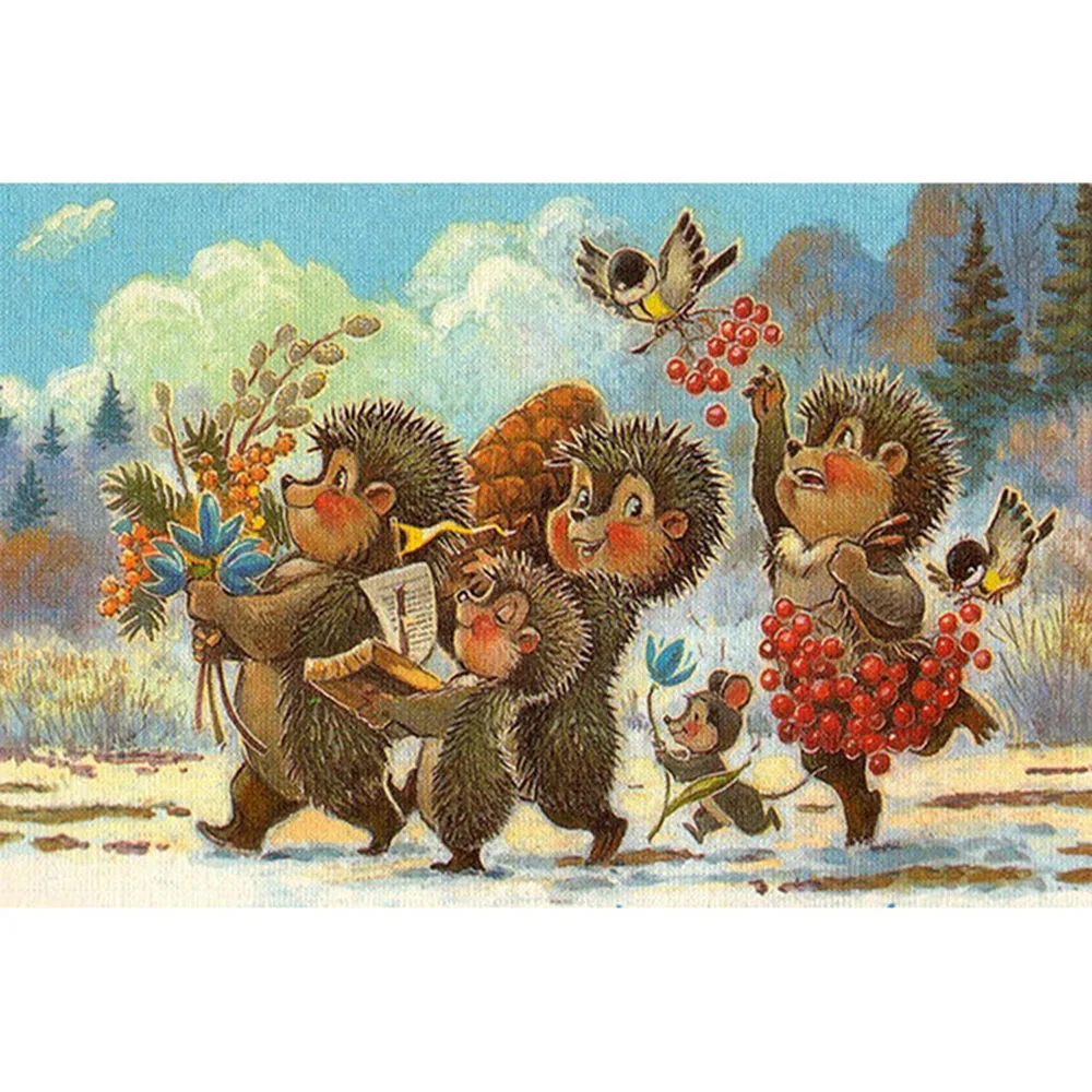 Алмазная живопись полная вышивка мозаика с милым ежиком алмазная сделай сам