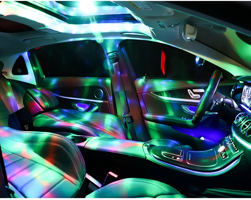 Автомобильная светодиодная автомобильная лампа USB окружающий светильник DJ RGB