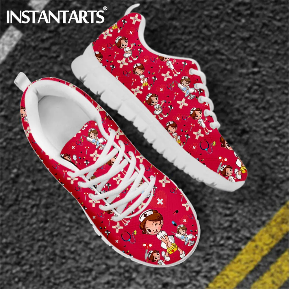 

Кроссовки женские INSTANTARTS, красные, с рисунком, на плоской подошве, для весны/Осени