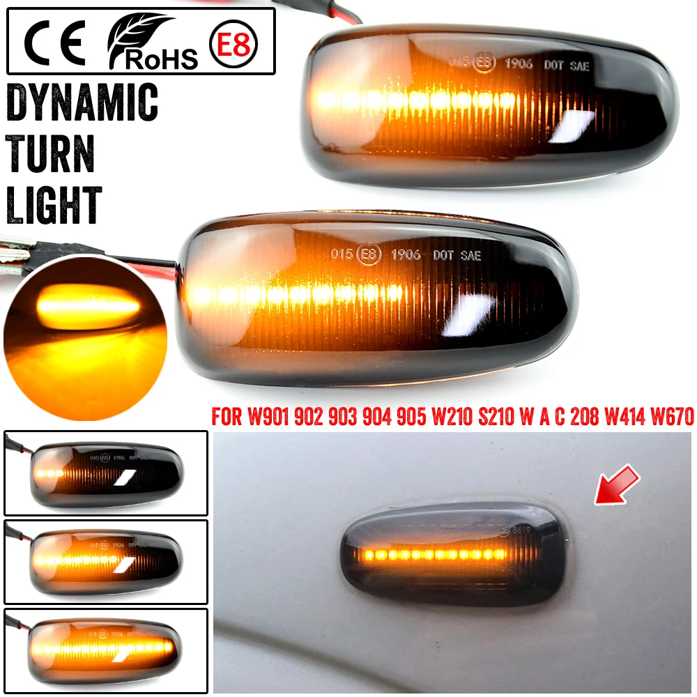 

Led Dynamic Side Marker Turn Signal Light Sequential Blinker Light For Mercedes BENZ W210 W202 W208 R170 Vito W638