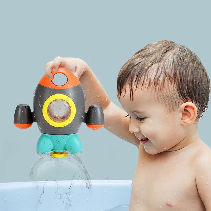 

Creative Rocket Fountain Bath Toys Bathroom Water Playing Toy Rocket Fountain Water Spraying Rotary Spraying Beach Toy Kids Gift