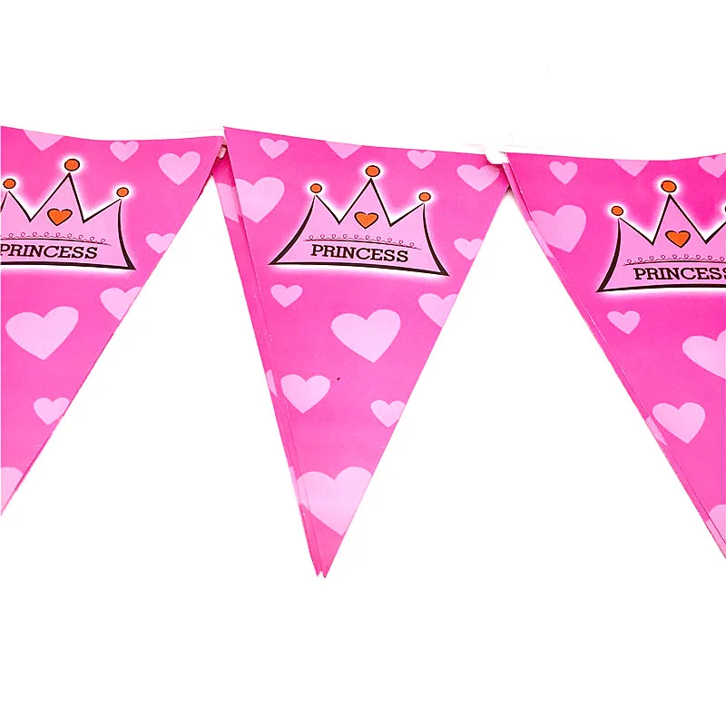 

Cartoon Pink Crown Theme Kids Birthday Party And Party Decoration Banner Shower Disposable Tableware Sets Supplies 10pcs