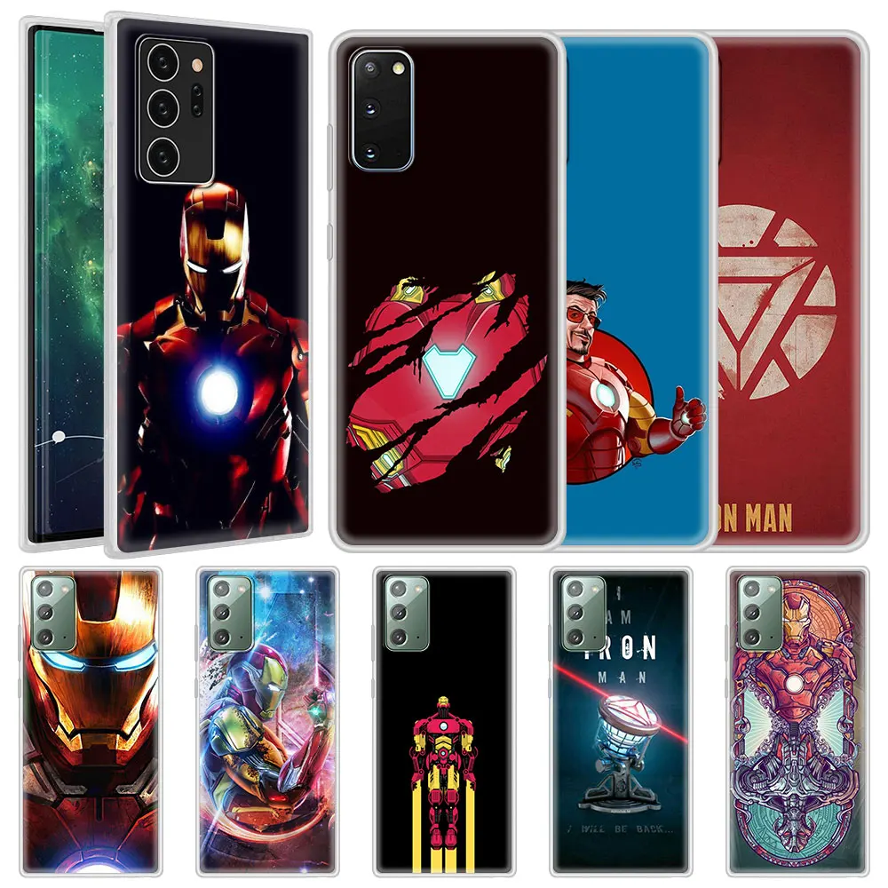 

Marvel Avengers Iron Man Phone Case For Samsung S21 Ultra S20 FE S10 Lite S9 S8 Plus S10e S7 A51 Translucent Matte Soft Cover