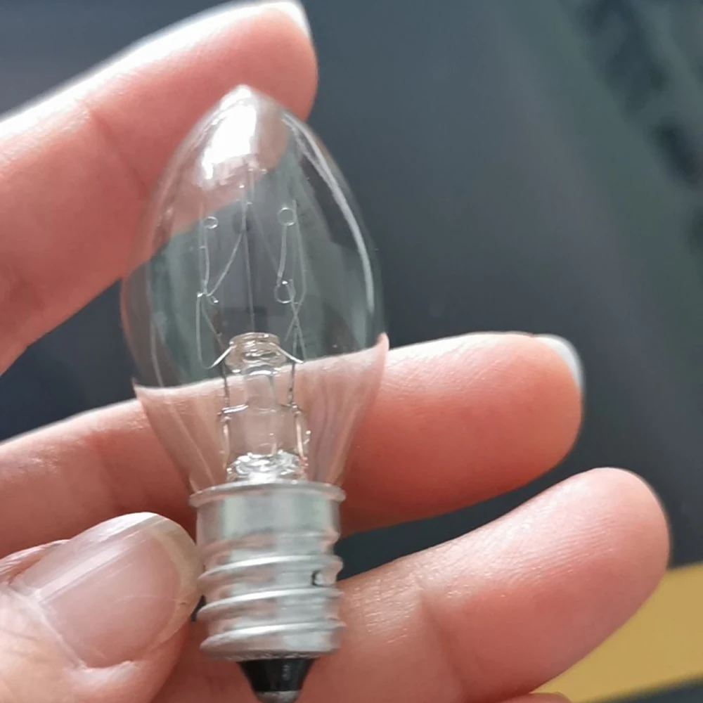 Лампа накаливания E12 7 Вт переменного тока 220 В лампа из теплого белого стекла для