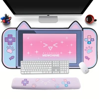 cartoon wrist rest pad pink cat ear pad gaming keyboard pad large mouse pad cute kawaii pad mat table mat desktop protect pad
